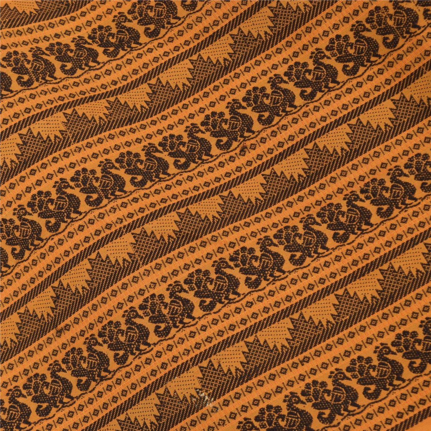 Sanskriti Vintage Sarees Peach Hand Woven Pure Cotton Sari 5+yd Craft Sustainable Fabric