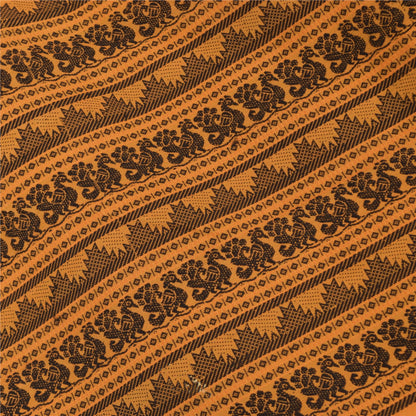 Sanskriti Vintage Sarees Peach Hand Woven Pure Cotton Sari 5+yd Craft Sustainable Fabric