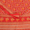 Sanskriti Vintage Sarees Red Patan Patola Pure Cotton Printed Sari 5+yd Sustainable Fabric