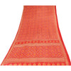 Sanskriti Vintage Sarees Red Patan Patola Pure Cotton Printed Sari 5+yd Sustainable Fabric