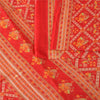 Sanskriti Vintage Sarees Red Patan Patola Pure Cotton Printed Sari 5+yd Sustainable Fabric