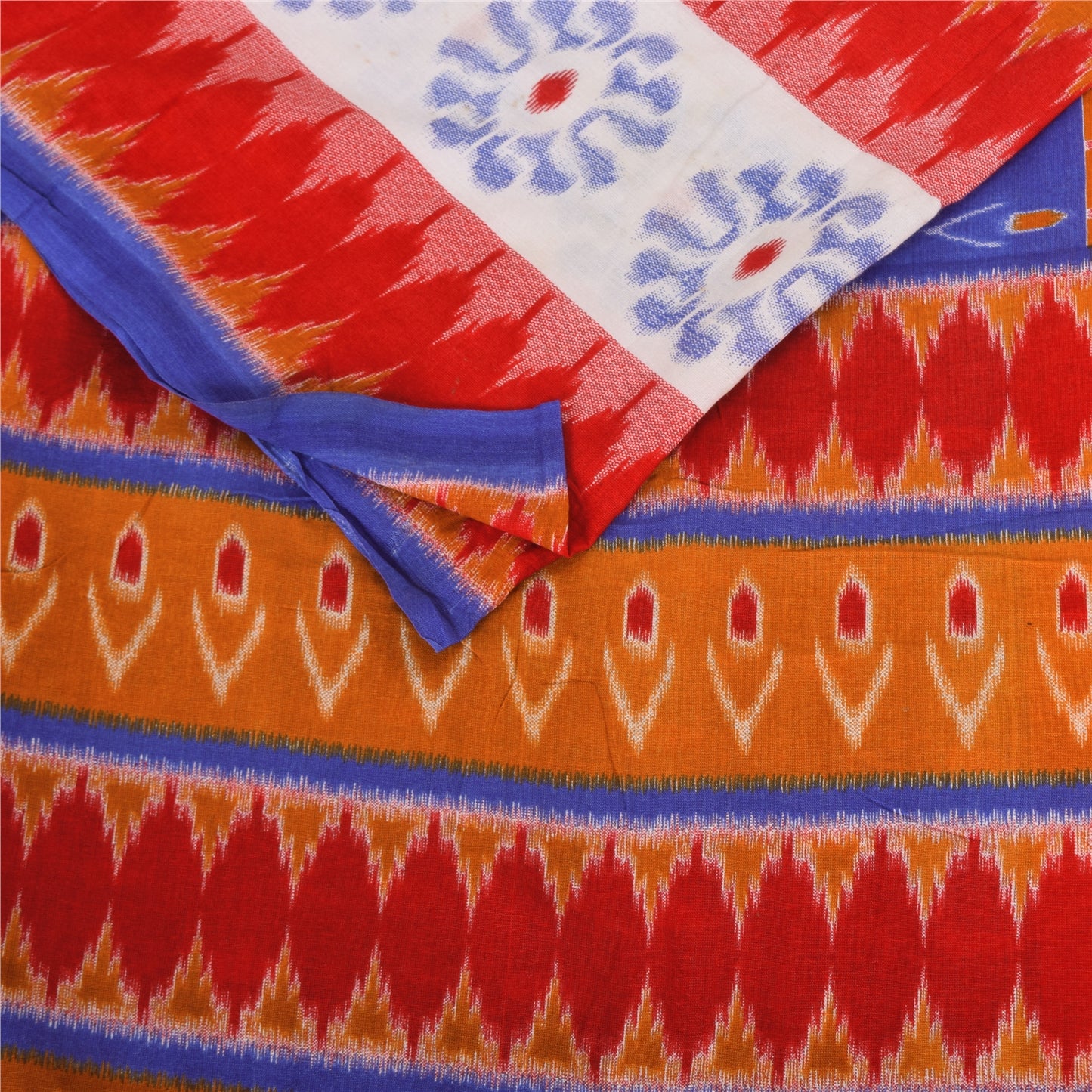 Sanskriti Vintage Sarees Indian Multi Pure Cotton Printed Sari 5+yd Craft Sustainable Fabric