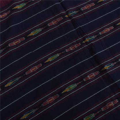 Sanskriti Vintage Sarees Red Ikat Handwoven Odisha Pure Cotton Sari 5+yd Sustainable Fabric