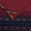 Sanskriti Vintage Sarees Red Ikat Handwoven Odisha Pure Cotton Sari 5+yd Sustainable Fabric