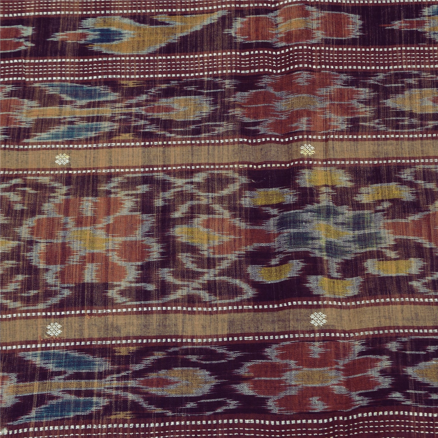 Sanskriti Vintage Sarees PeachIkat Handwoven Odisha Pure Cotton Sari 5+yd Sustainable Fabric