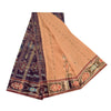 Sanskriti Vintage Sarees PeachIkat Handwoven Odisha Pure Cotton Sari 5+yd Sustainable Fabric