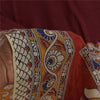 Sanskriti Vintage Sarees Red Kalamkari Handmade Pure Cotton Sari 5+yd Sustainable Fabric