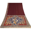 Sanskriti Vintage Sarees Red Kalamkari Handmade Pure Cotton Sari 5+yd Sustainable Fabric