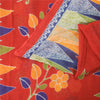Sanskriti Vintage Sarees Indian Red Pure Cotton Printed Sari 5+yd Craft Sustainable Fabric