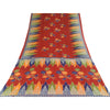 Sanskriti Vintage Sarees Indian Red Pure Cotton Printed Sari 5+yd Craft Sustainable Fabric