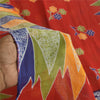 Sanskriti Vintage Sarees Indian Red Pure Cotton Printed Sari 5+yd Craft Sustainable Fabric