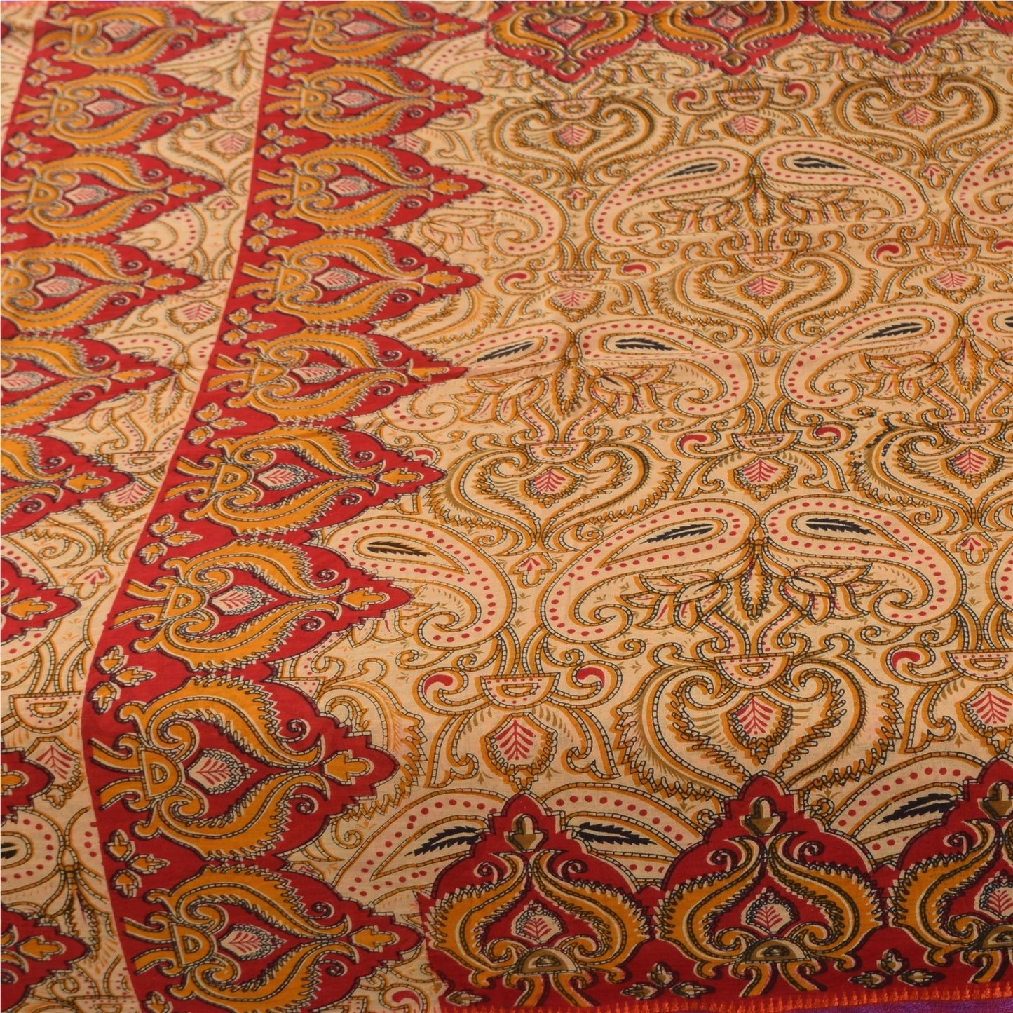 Санскритские винтажные сари персикового/красного цвета из чистого хлопка с принтом 5+ ярдов ткань для рукоделия из экологически чистой ткани