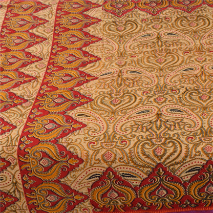 Санскритские винтажные сари персикового/красного цвета из чистого хлопка с принтом 5+ ярдов ткань для рукоделия из экологически чистой ткани