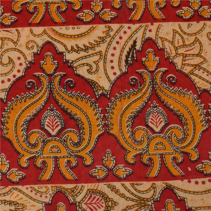 Санскритские винтажные сари персикового/красного цвета из чистого хлопка с принтом 5+ ярдов ткань для рукоделия из экологически чистой ткани