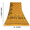 Sanskriti Vintage Sarees Yellow Peacock Print Pure Cotton Sari 5+yd Craft Sustainable Fabric
