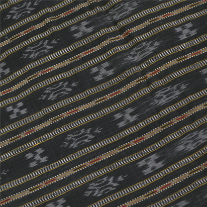 Sanskriti Vintage Sarees GreenIkat Handwoven Odisha Pure Cotton Sari 5+yd Sustainable Fabric