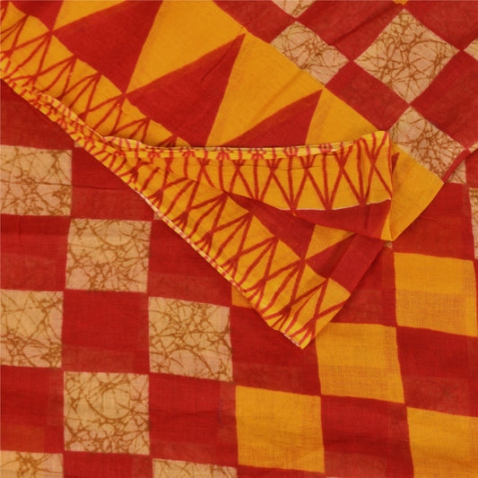 Sanskriti Vintage Sarees Multicolor Pure Cotton Printed Sari 5+yd Craft Sustainable Fabric