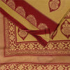 Sanskriti Vintage Sarees Pale Yellow/Red 100% Pure Cotton Print Sari 5+yd Sustainable Fabric