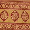 Sanskriti Vintage Sarees Pale Yellow/Red 100% Pure Cotton Print Sari 5+yd Sustainable Fabric