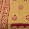 Sanskriti Vintage Sarees Pale Yellow/Red 100% Pure Cotton Print Sari 5+yd Sustainable Fabric