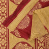 Sanskriti Vintage Sarees Pale Yellow/Red 100% Pure Cotton Print Sari 5+yd Sustainable Fabric