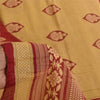 Sanskriti Vintage Sarees Pale Yellow/Red 100% Pure Cotton Print Sari 5+yd Sustainable Fabric