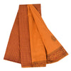 Sanskriti Vintage Sarees Saffron Hand Block Print Woven Pure Cotton Sari Sustainable Fabric