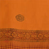 Sanskriti Vintage Sarees Saffron Hand Block Print Woven Pure Cotton Sari Sustainable Fabric