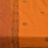 Sanskriti Vintage Sarees Saffron Hand Block Print Woven Pure Cotton Sari Sustainable Fabric