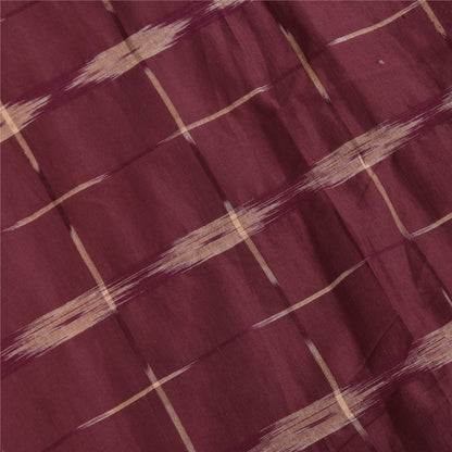 Sanskriti Vintage Sarees Peach Ikat Handwoven 100% Pure Cotton Sari 5+yd Sustainable Fabric