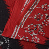 Sanskriti Vintage Sarees Black/Red Pure Cotton Batik Printed Sari 5+yd Sustainable Fabric
