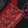 Sanskriti Vintage Sarees Black/Red Pure Cotton Batik Printed Sari 5+yd Sustainable Fabric