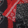 Sanskriti Vintage Sarees Black/Red Pure Cotton Batik Printed Sari 5+yd Sustainable Fabric