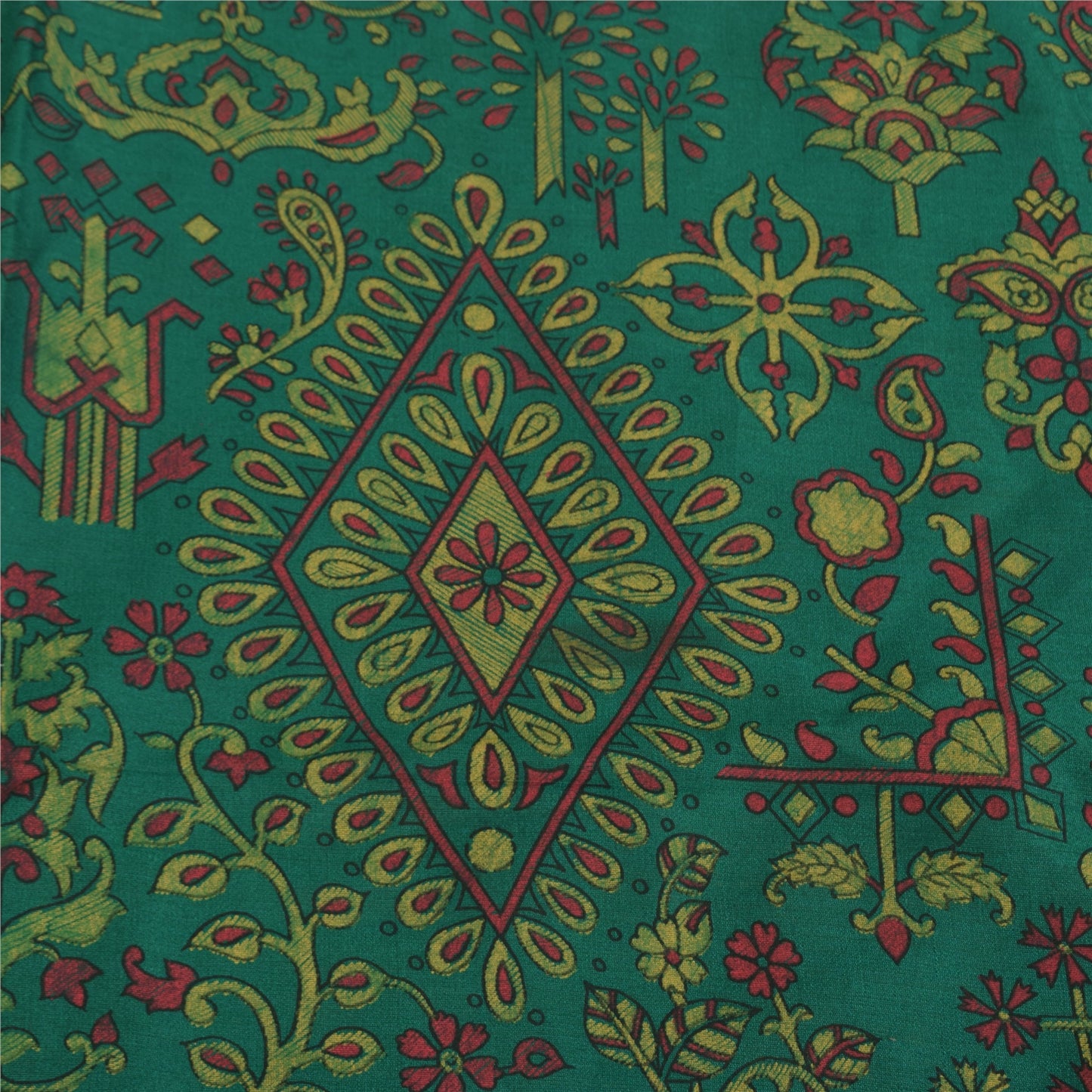 Sanskriti Vintage Sarees Indian Brown Blend Cotton Print Sari 5+yd Craft Sustainable Fabric