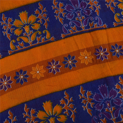 Sanskriti Vintage Sarees Indian Cream Pure Cotton Printed Sari 5+yd Craft Sustainable Fabric