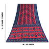 Sanskriti Vintage Sarees Red/Blue Pure Cotton Ikat Print Sari 5+yd Craft Sustainable Fabric