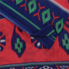 Sanskriti Vintage Sarees Red/Blue Pure Cotton Ikat Print Sari 5+yd Craft Sustainable Fabric