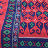 Sanskriti Vintage Sarees Red/Blue Pure Cotton Ikat Print Sari 5+yd Craft Sustainable Fabric