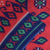 Sanskriti Vintage Sarees Red/Blue Pure Cotton Ikat Print Sari 5+yd Craft Sustainable Fabric