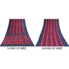 Sanskriti Vintage Sarees Red/Blue Pure Cotton Ikat Print Sari 5+yd Craft Sustainable Fabric