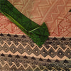 Sanskriti Vintage Sarees Peach/Red Pure Cotton Printed Sari 5+yd Craft Sustainable Fabric