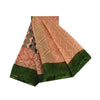 Sanskriti Vintage Sarees Peach/Red Pure Cotton Printed Sari 5+yd Craft Sustainable Fabric
