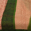 Sanskriti Vintage Sarees Peach/Red Pure Cotton Printed Sari 5+yd Craft Sustainable Fabric