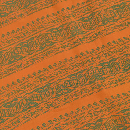 Sanskriti Vintage Sarees Green Peacock Woven Pure Cotton Sari 5+yd Craft Sustainable Fabric