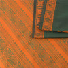 Sanskriti Vintage Sarees Green Peacock Woven Pure Cotton Sari 5+yd Craft Sustainable Fabric