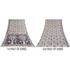 Sanskriti Vintage Sarees White Handmade Kalamkari Pure Cotton Sari 5+yd Sustainable Fabric