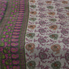 Sanskriti Vintage Sarees Indian Gray Pure Cotton Printed Sari 6+yd Craft Sustainable Fabric