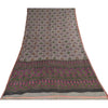 Sanskriti Vintage Sarees Indian Gray Pure Cotton Printed Sari 6+yd Craft Sustainable Fabric