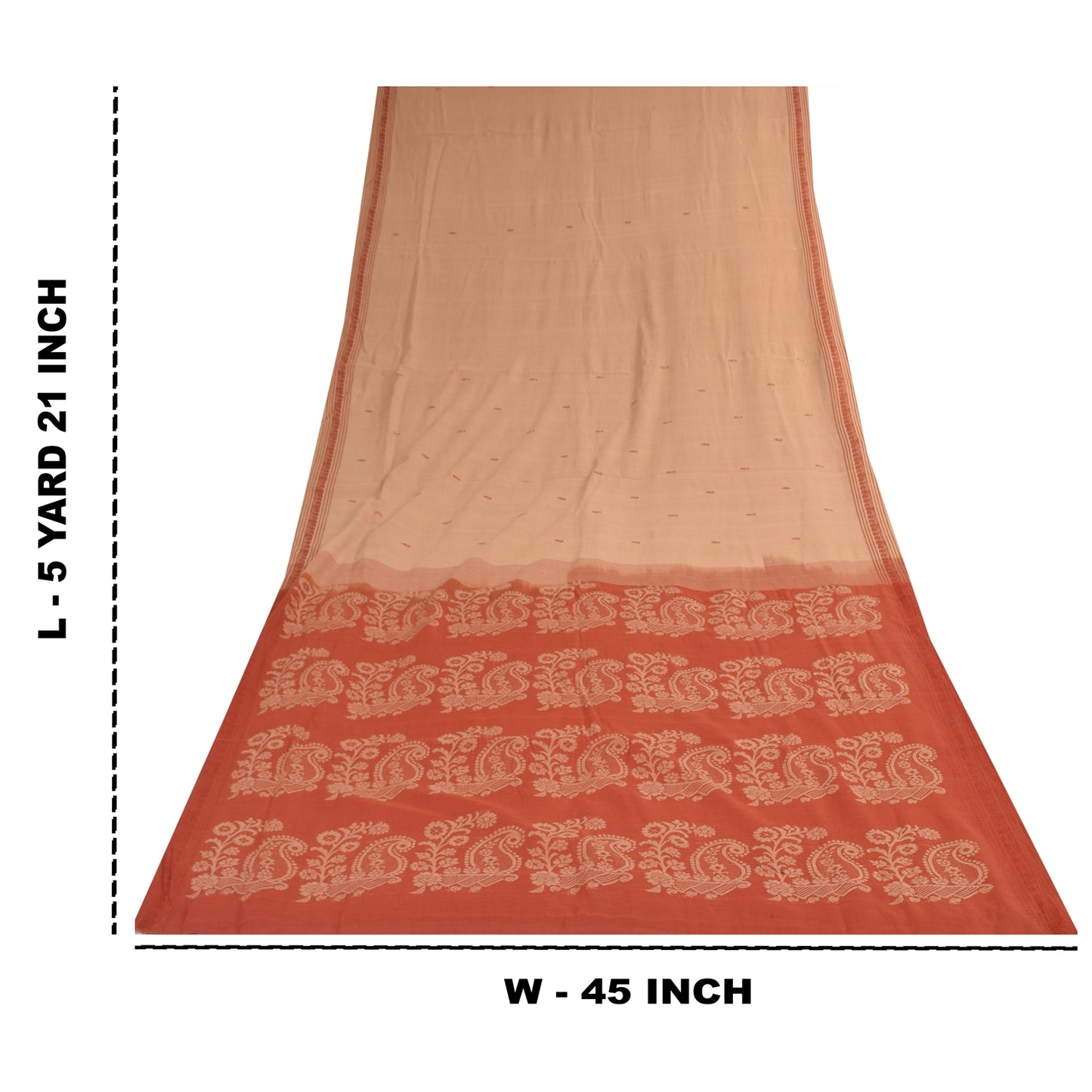 Сари Sanskriti Vintage, персиковый/оранжевый, сотканный из 100% чистого хлопка, 5+ ярдов, устойчивая ткань