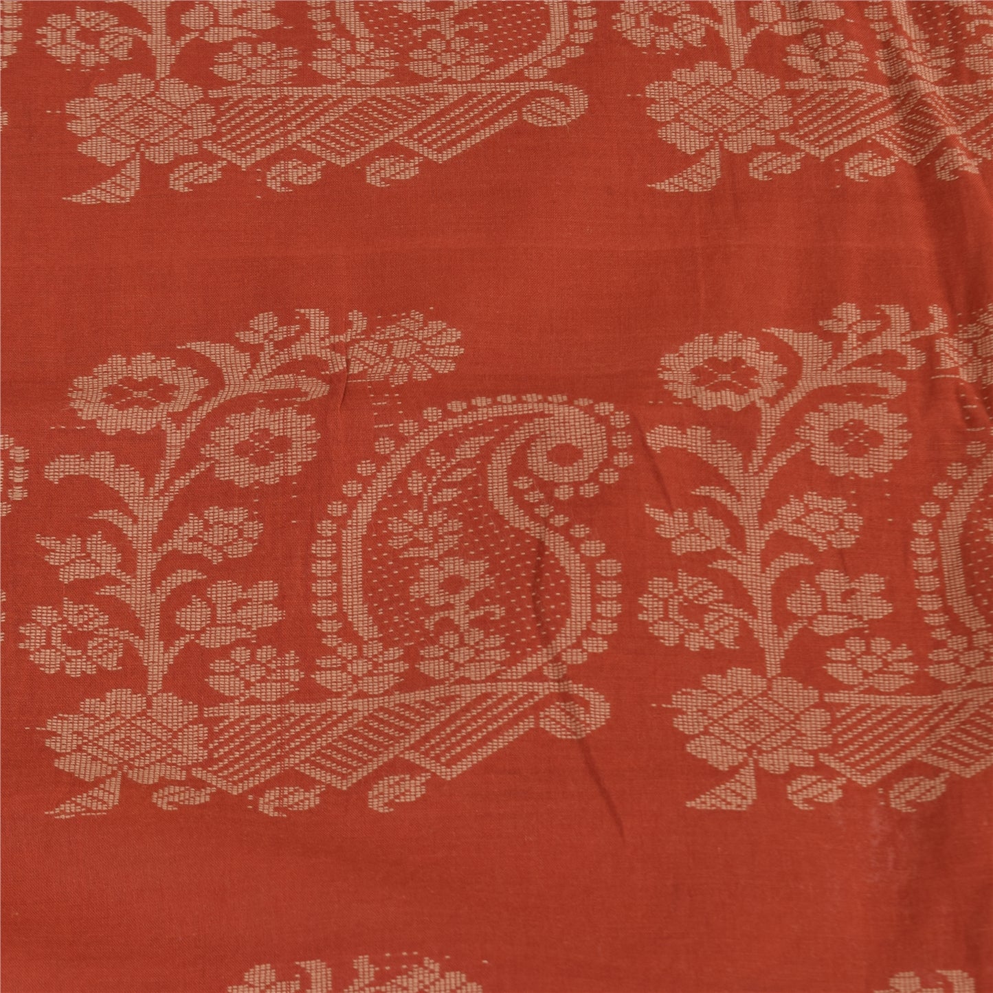 Сари Sanskriti Vintage, персиковый/оранжевый, сотканный из 100% чистого хлопка, 5+ ярдов, устойчивая ткань